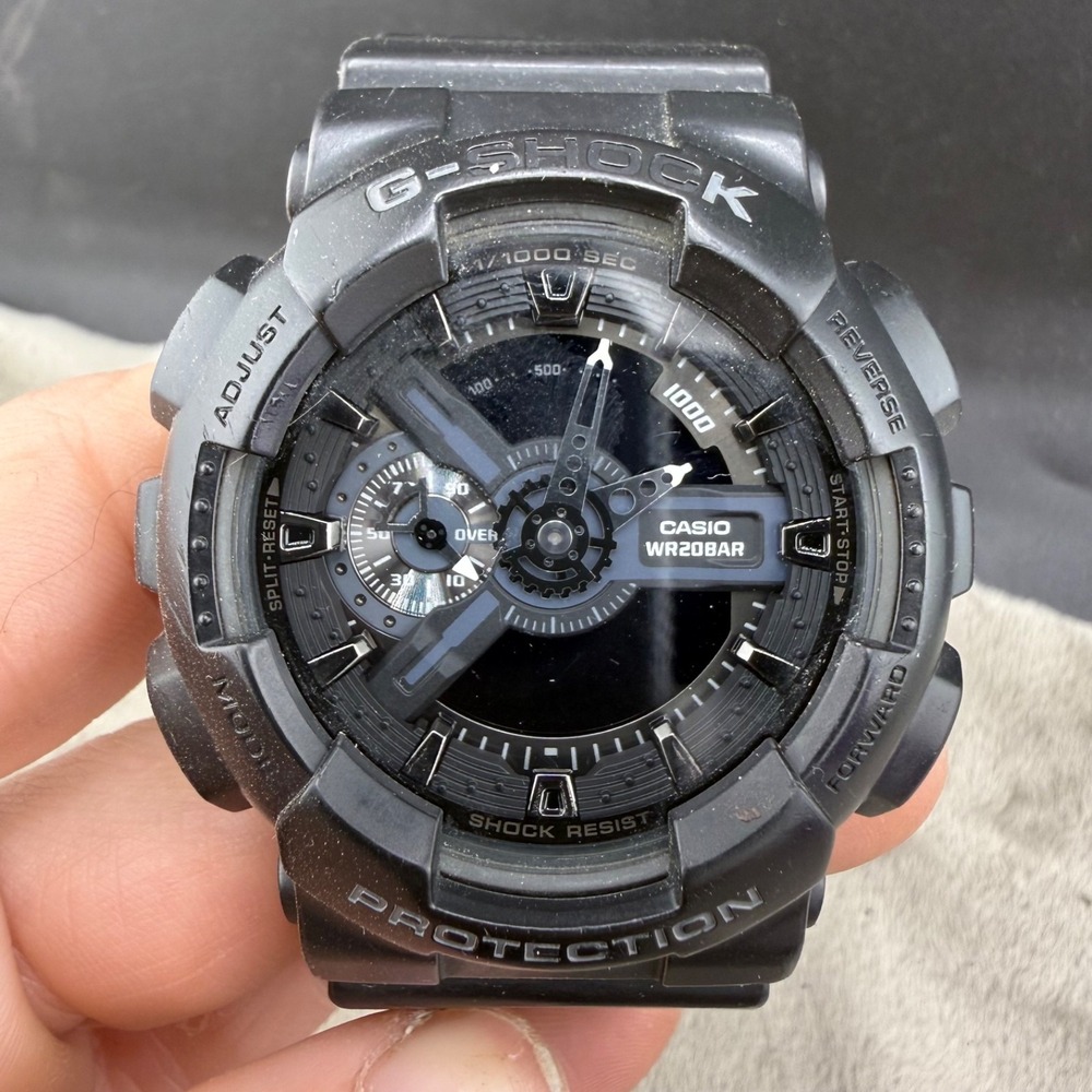 Vintage Casio Watch Shock Resist Black Band Untested 8.5"
